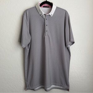 Greyson Men's Geometric Print Button Down Short Sleeve Polo Shirt Large